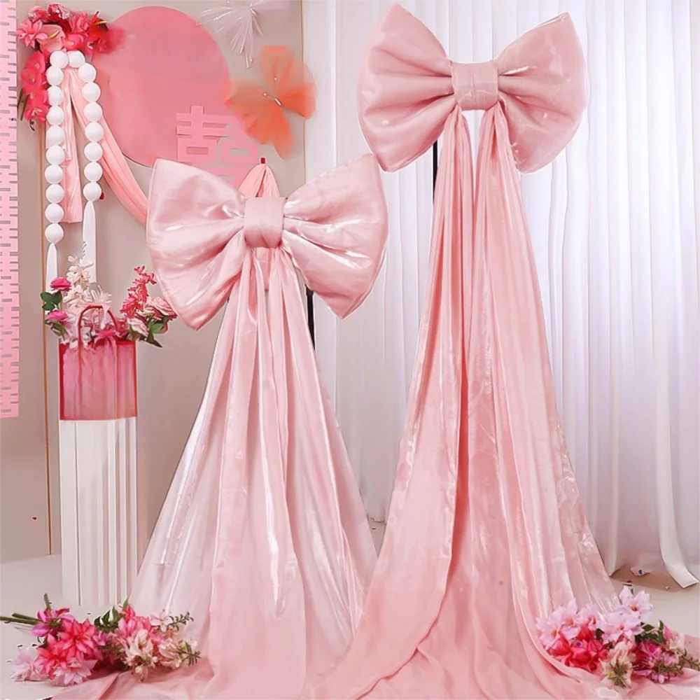 

Bow 50x38cm Giant Bow Wall Backdrop Pink Iridescent Drift strip 3 meters Bow Wall Decor Champagne Color Wine Red B