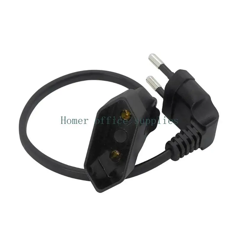 K43B 30cm EU Power Adapter Cord, 90 Degree Angled European Round 2Pin Male to Female Plug Socket Extension Cable Line
