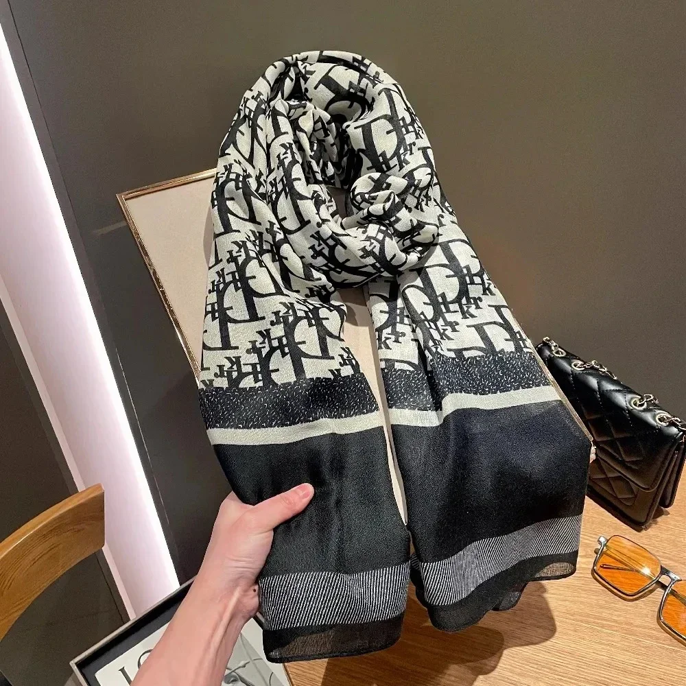 180*90 Four seasons word big brand scarf women outside the beach sun shawl rectangular 180*80 headscarf cotton thin silk scarf