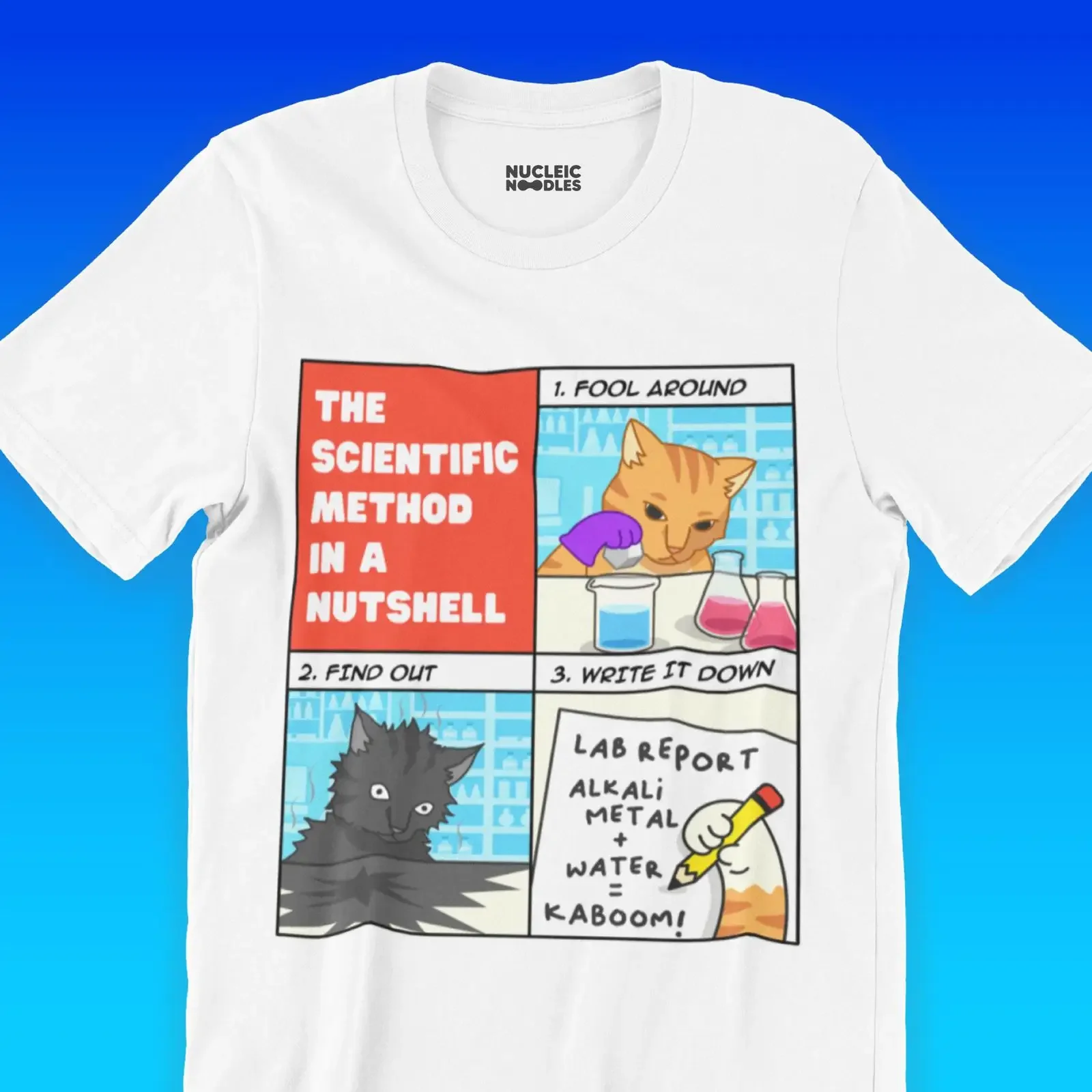 Funny Scientific Method Cat Meme T Shirt Science Chemistry Lab for Teacher Student Graduation vintage Washed streetwear