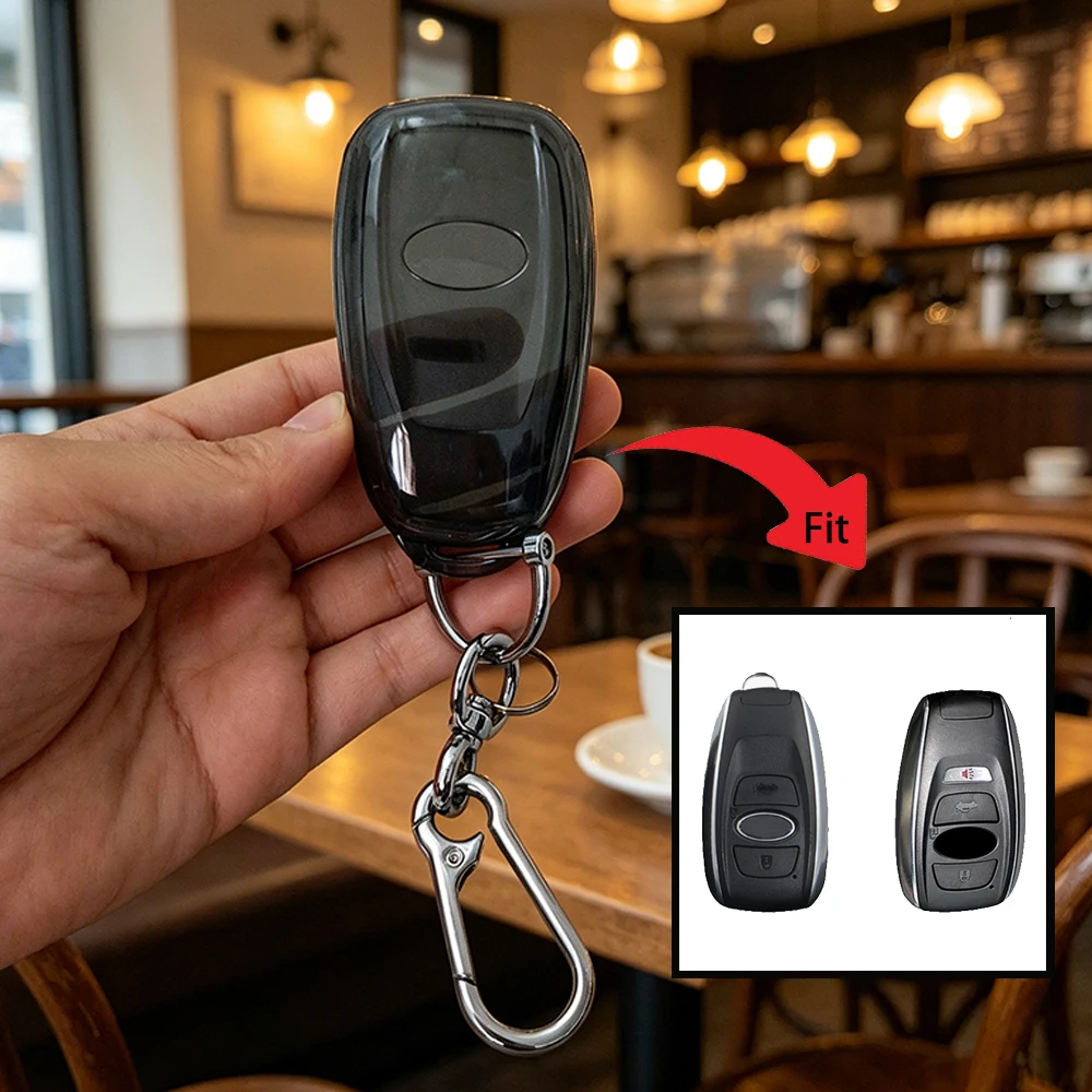 Transparent Black for Subaru Forester SV BRZ XV Legacy 2020 2019 Remote Smart Car Key Case Cover Fob Holder Keychain Accessories