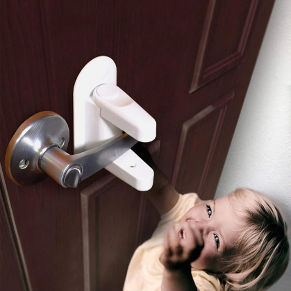 

Child Safety Door Handle Lock Universal Anti-Door Opening Protection Locks Door Handle Rotation Proof Adhesive Security Latch