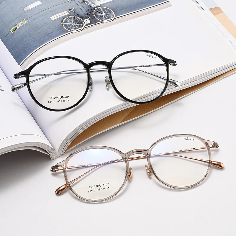 LIGHTWEIGHT ULTEM Women's Eyewear Temple Titanium Round Optical Myopia Oculos Anti-Reflection Prescription Cute Clear Frame