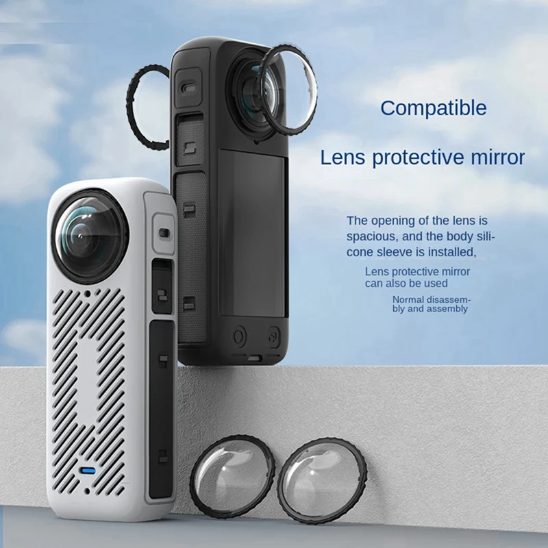 BNVN 실리콘 보호 키트, Insta360 X4 바디 실리콘 케이스 X4 렌즈 키트, 스포츠 카메라 보호 액세서리