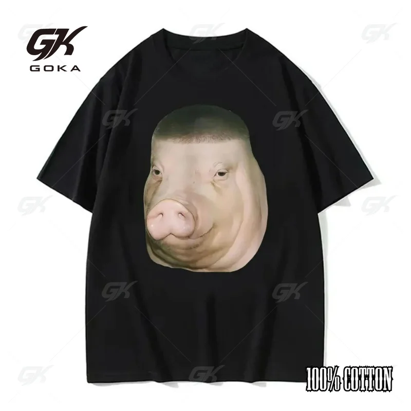 Wig Pig Gradient Buzz Cut Funny Hairstyle  T-shirt, Retro Women's Humorous T-shirt Summer  Graphic Hipster T Shirts Y2K