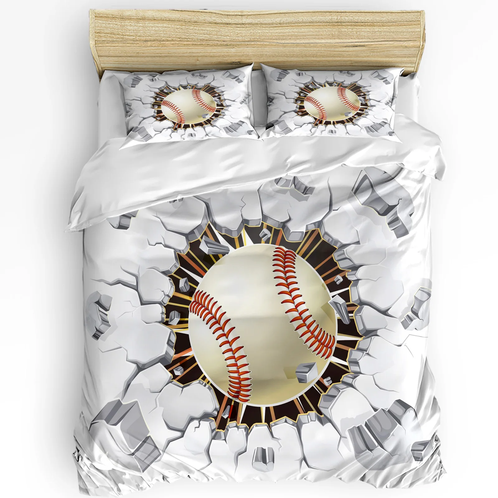 Baseball Round Rock Building Sports Bedding Set 3pcs Duvet Cover Pillowcase Kids Adult Quilt Cover Double Bed Set Home Textile