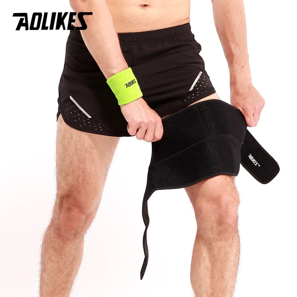 AOLIKES 1PCS Sport Thigh Guard Muscle Strain Protector Muslo Pads Support Fitness Leggings Leg Compression Sports Safety