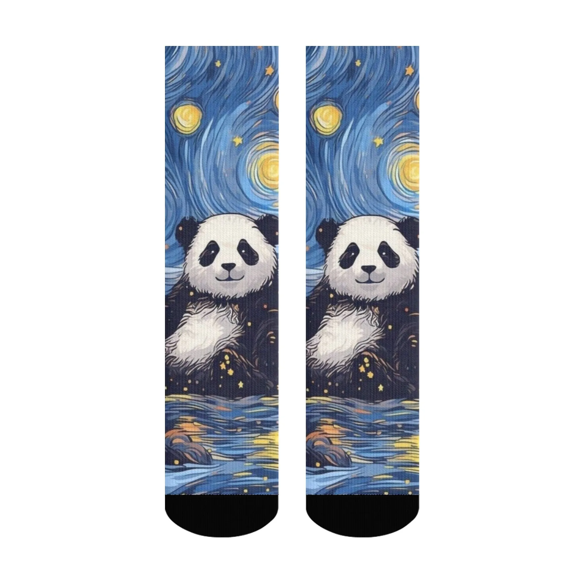 Calcetines informales estilo Panda cielo estrellado, cómodos, transpirables, antideslizantes, calcetines de mujer Harajuku Retro Street Hip Hop Crew, regalo