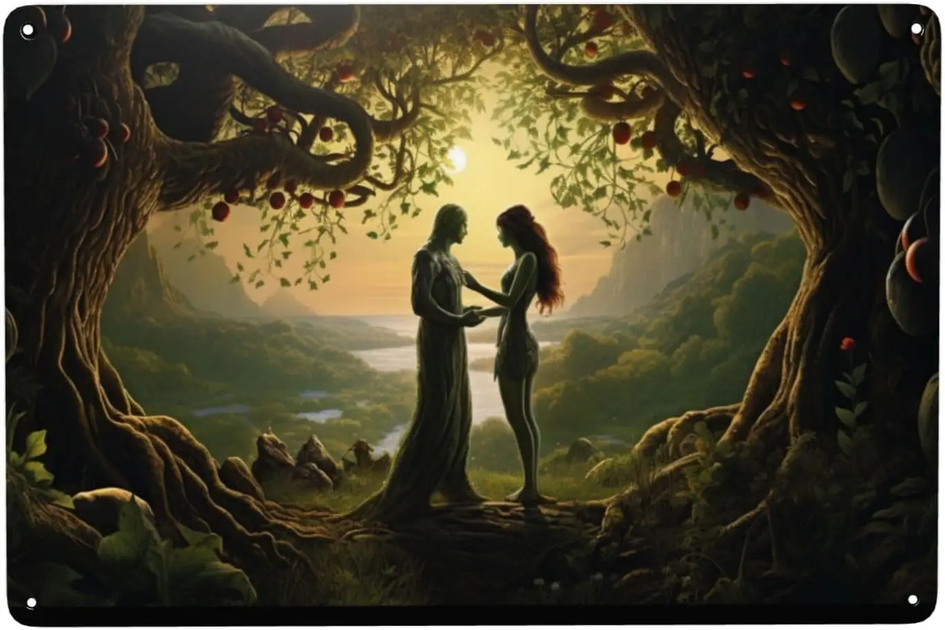 Эль и ЭВА в саду Эдема, металлическая жестяная вывеска, Ретро Декор, настенное искусство, винтажные металлические жестяные вывески, искусство, металлическая картина, плакат для дома