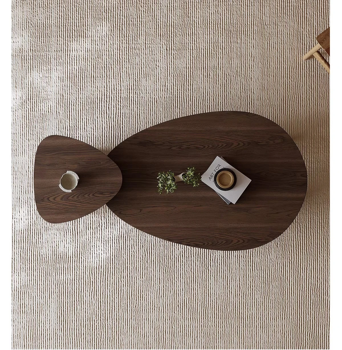 coffee table combination special-shaped living room household solid wood elm pattern 2026 new high-end designer wabi sabi