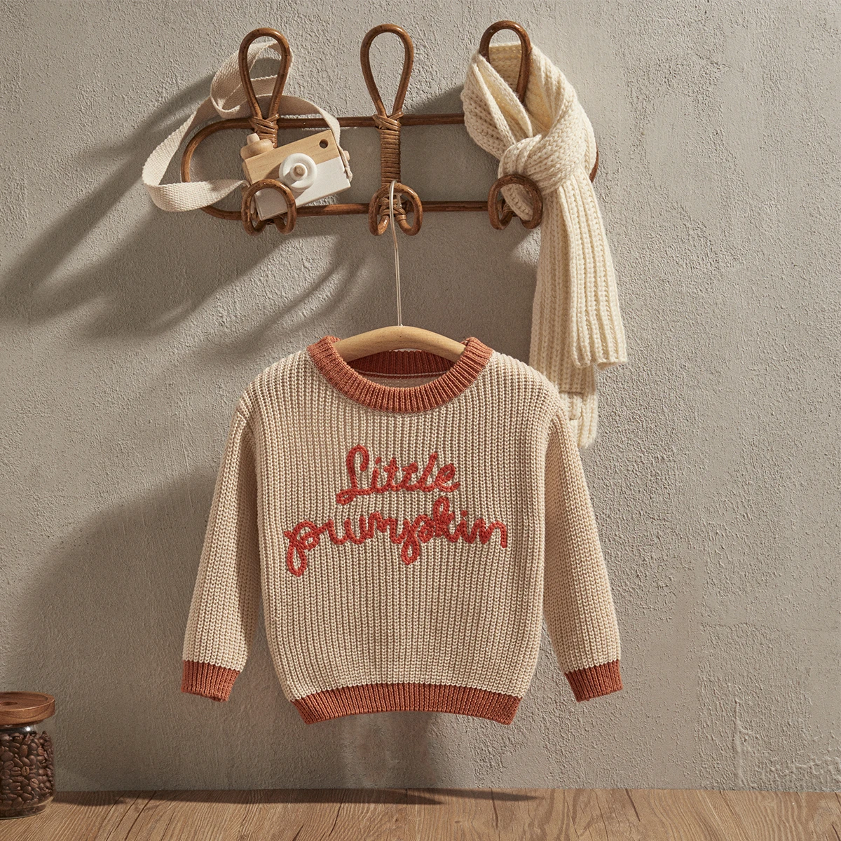 EWODOS Boys Halloween Sweater Long Sleeve Round Neck Letter Embroidery Print Knitwear Pullovers Solid Uniesx Knitting Wool Tops