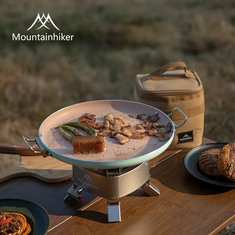 Mounthiker 28CM Outdoor BBQ Grill Pan Maifanshi Non Stick Stovetop Baking Tray Korean Roastig Grill Plate Camping Equipment