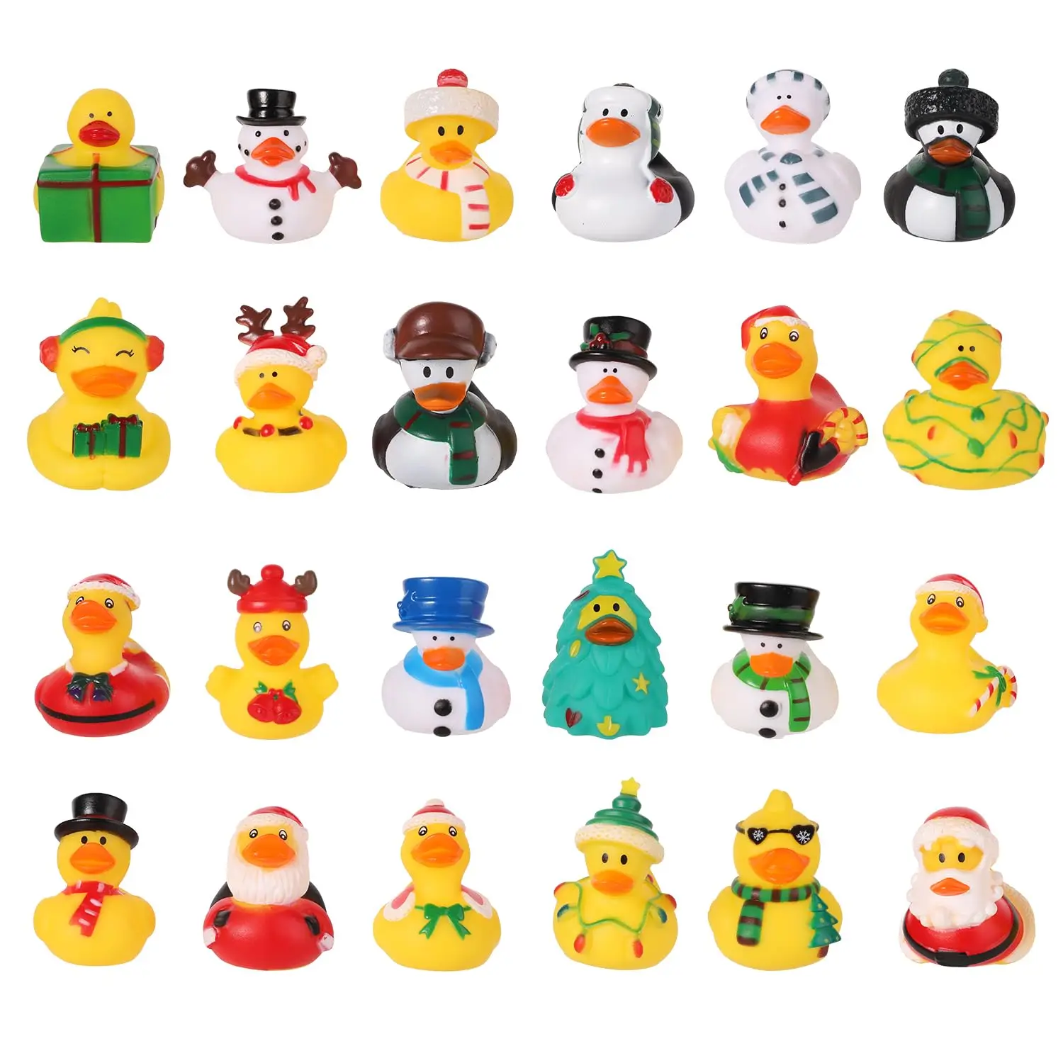 36/48/72Pcs Christmas Rubber Ducks in Bulk, Mini Christmas Ducks Holiday for Jeep Ducking, Xmas Party Favors Decorations