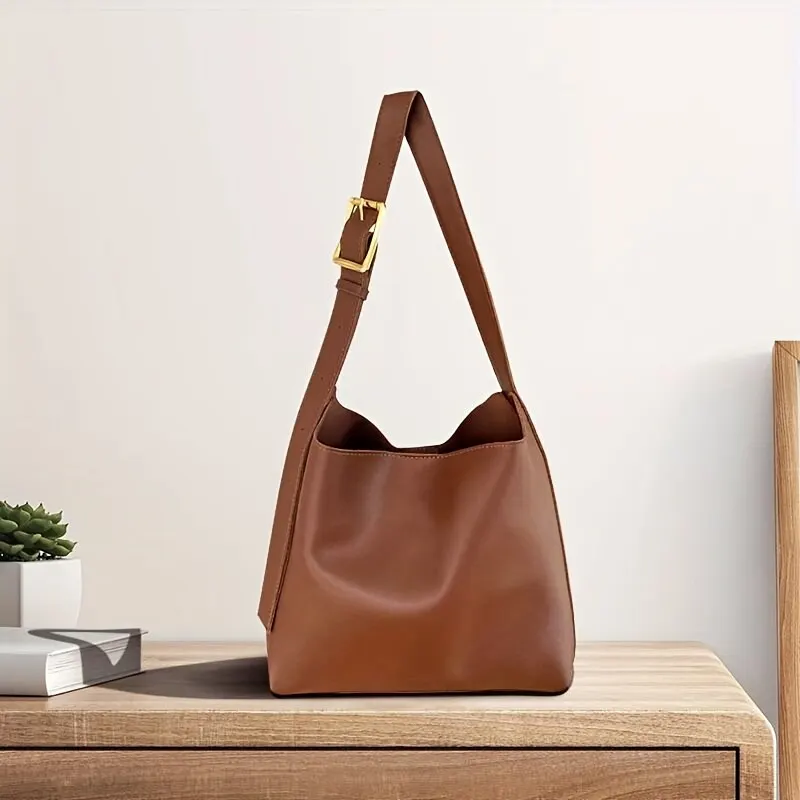 Borsa a tracolla da donna All-Match borsa a tracolla moda solida borsa a tracolla minimalista da donna in pelle PU per il lavoro