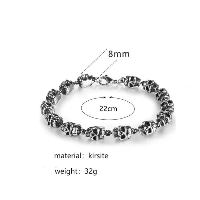 الرجال Faion الشرير Sle الجمجمة رئيس سوار الإبداعية الرجعية المعادن العصرية Agive اليد مجوهرات غير العلامة التجارية سبيكة/مذهبة/مذهبة