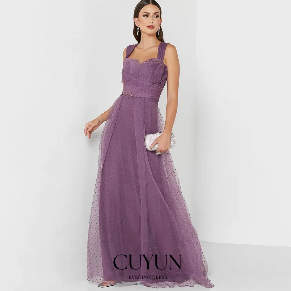

CUYUN индивидуальное виноградно-фиолетовое женское платье для выпускного вечера без рукавов в горошек из тюля вечернее платье торжественное вечернее платье платье подружки невесты