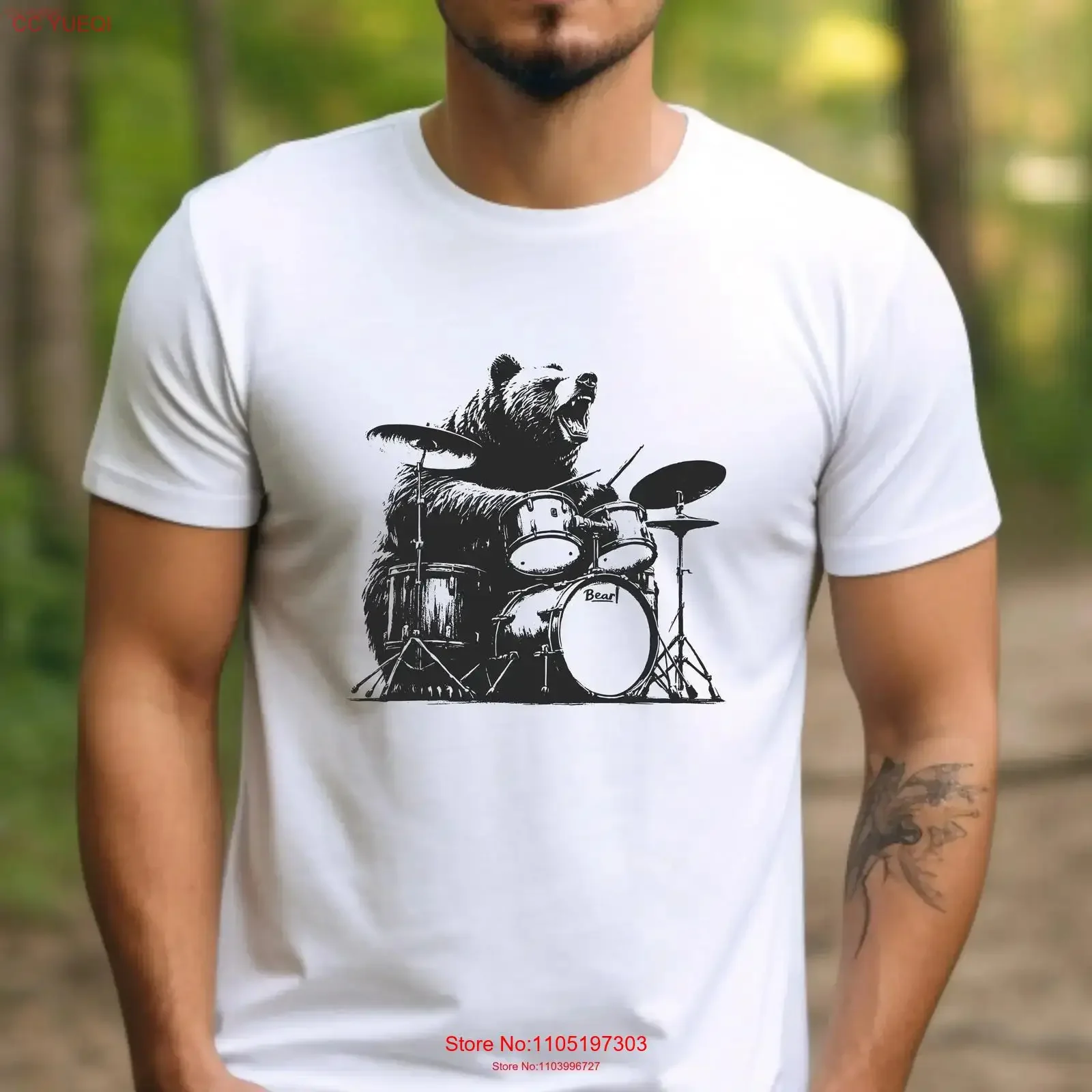 

Retro Bear Playing Drums T Shirt Funny Vintage for Lovers and Drum Players Percussion Enthusiasts Fans 0472 vintage Washed