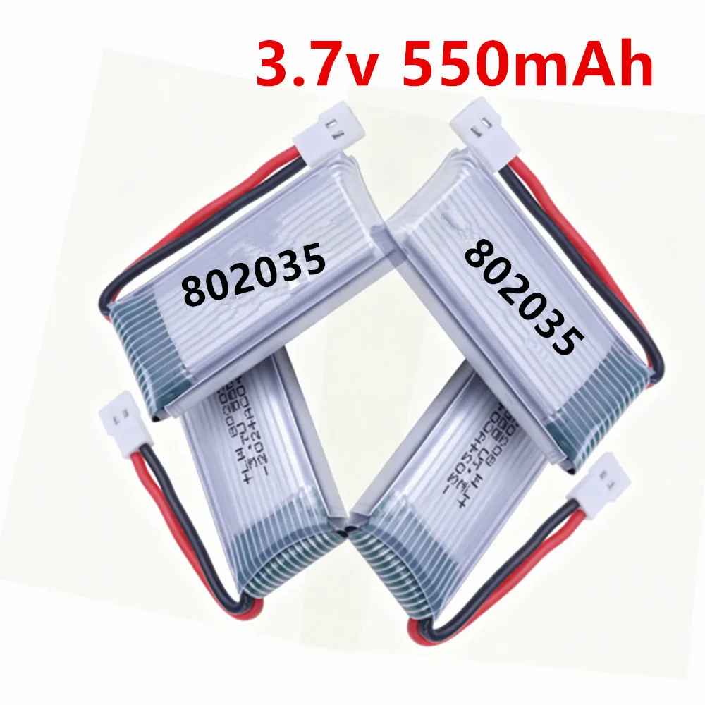 802035 3.7v 550mah 35C Lipo Battery For X4 H107 H31 KY101 E33C E33 RC Drone Helicopter Quadcopter Spare Part