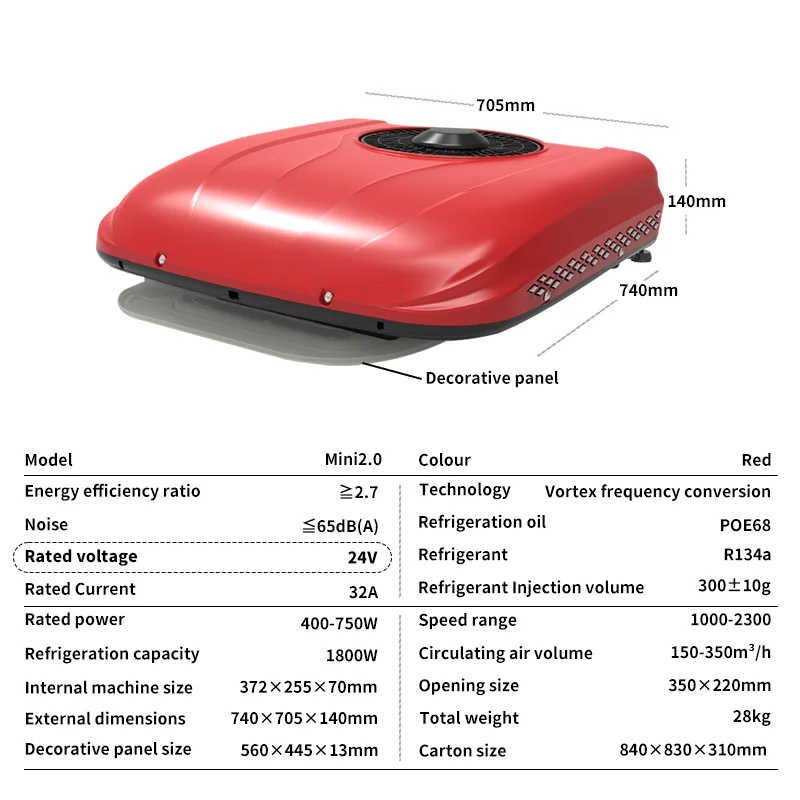 

Premium Quiet Cab Air Conditioner 12V 24V Rooftop Parking AC for Trucks RV Camper Trailer Split Type Air Cooling System