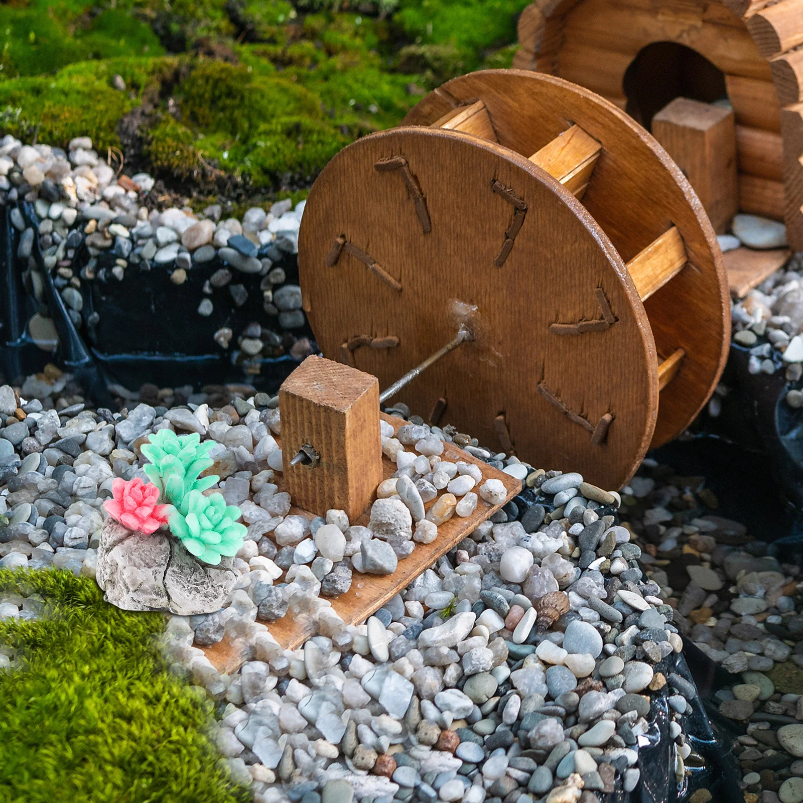 

4Pcs Moss Micro Landscape Mini Resin Succulent Figurines Small Artificial Plants Garden Decoration Faux Moss for Plants Indoor