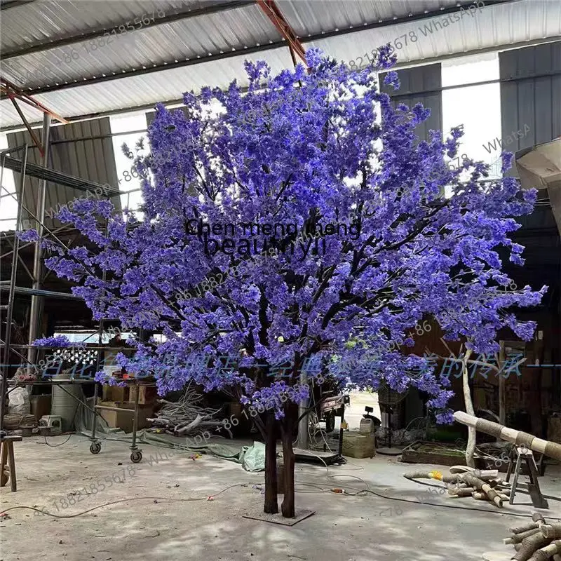 

P178 Artificial Large Fake Cherry Blossom Tree Purple Indoor Living Room Wedding Display Window Landscaping Floor Decoration