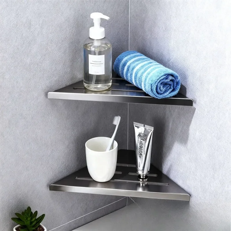 Wall Corner Shelves Stainless Steel Floating Toiletry Cosmetic Storage Shelves Dryer Holder Home Organizer Bathroom Accessories