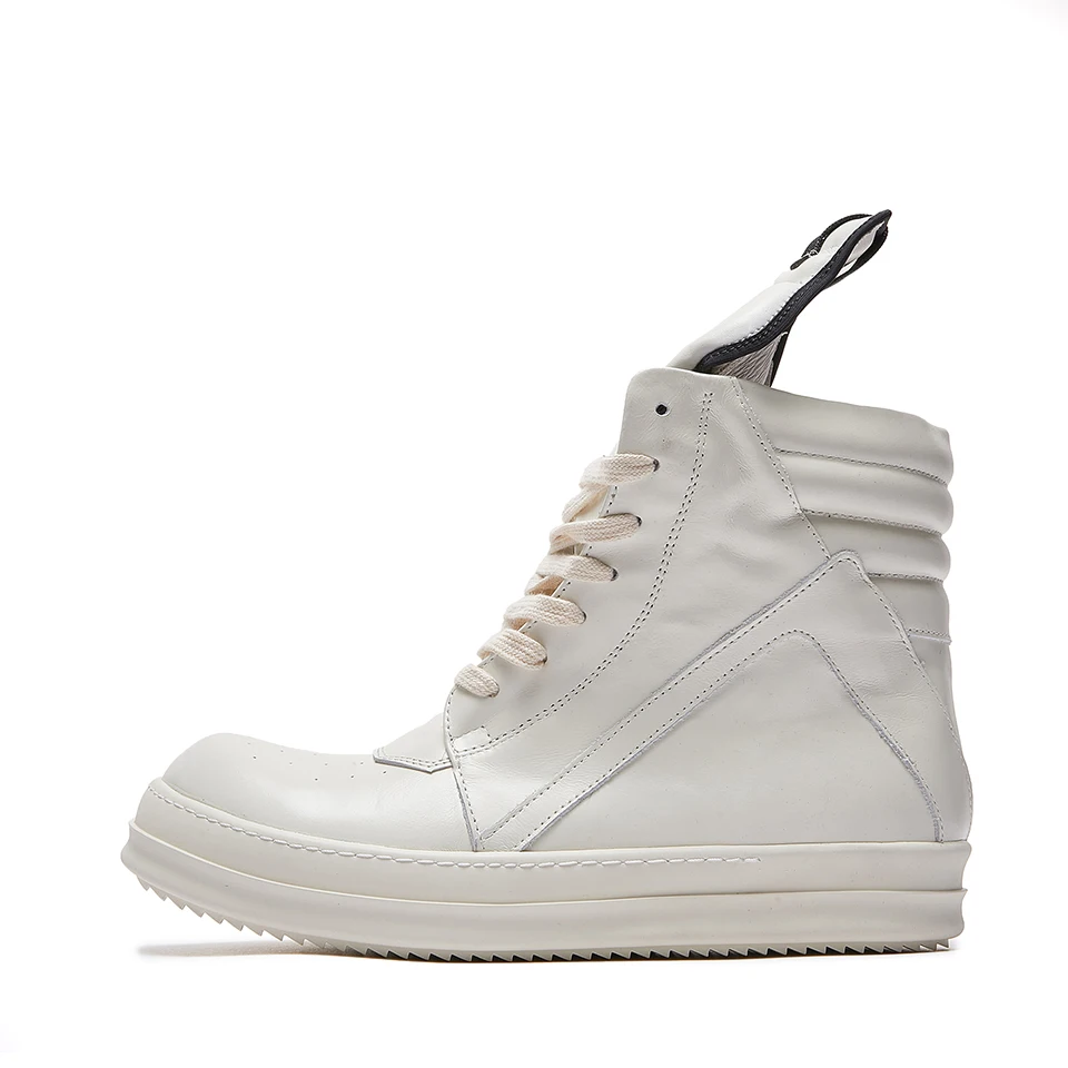 Brand Designer Men Ankle Boot Casual Women Sneakers White Leather Lace Up Geobasket Zip High Top Quality RO Flat Platform  Shoes