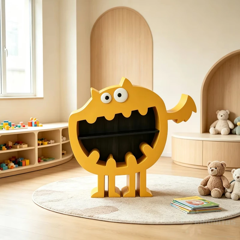 Monster cat bookshelf creative cartoon doll bookcase, kindergarten furniture