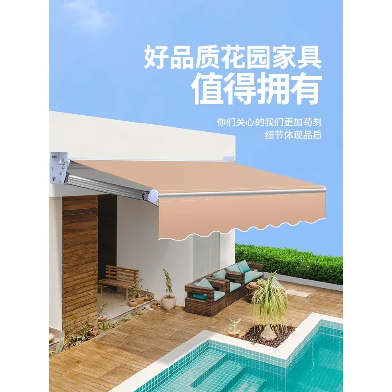 Sunroof retractable hand cranked electric folding retractable sunshade outdoor sunscreen car canopy aluminum alloy courtyar