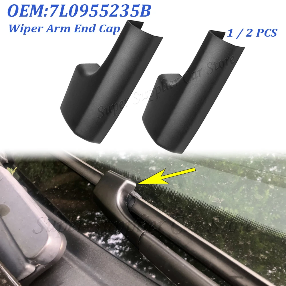 New 1/2PCS Plastic Front Wiper Arm End Cap Nut Cover 7L0955235B For Volkswagen Touareg 2003-2010 For Left Hand Drive Vehicle