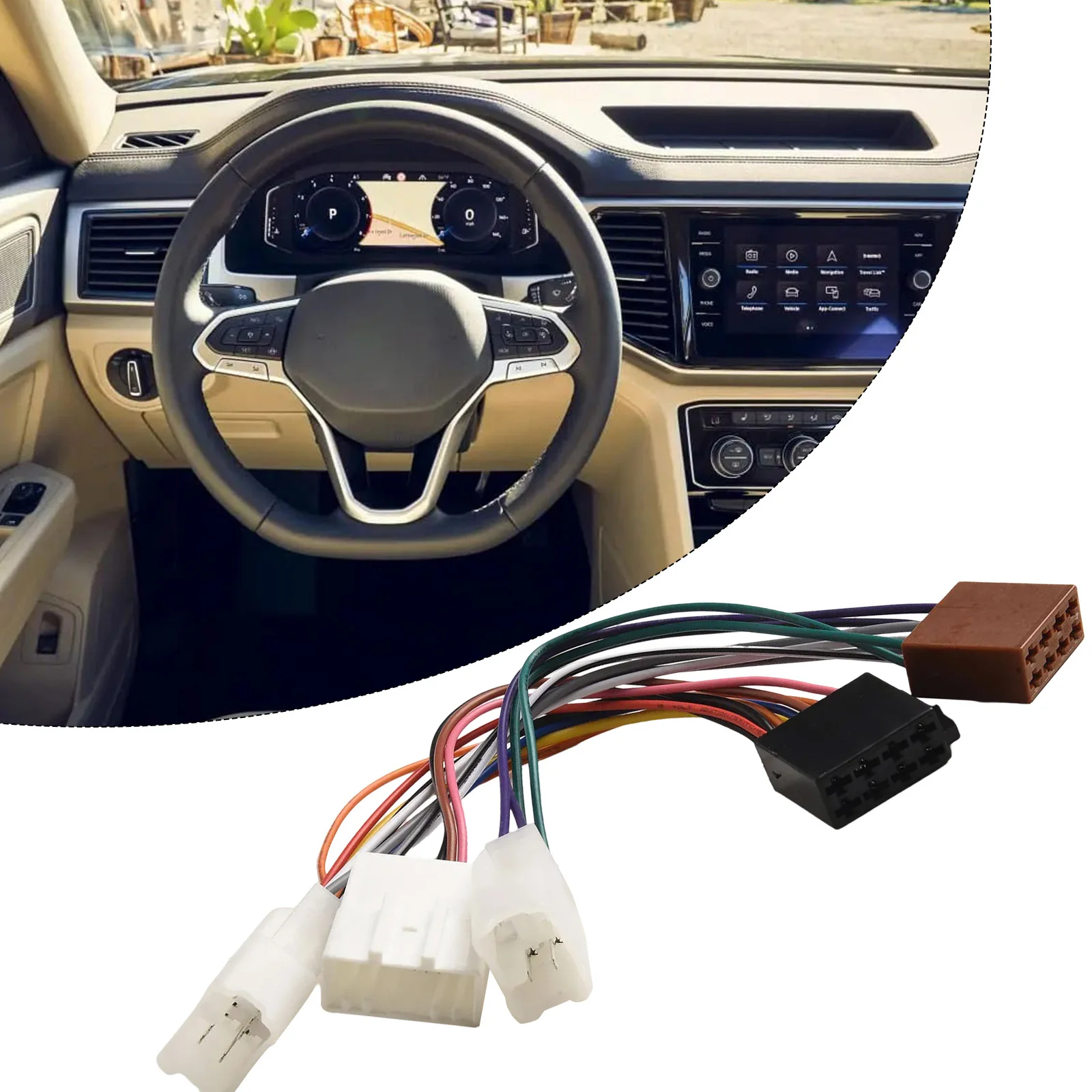 16Pin Interface Black Car Radio Adapter Durability Assurance Reliable Performance Direct Control Via Steering Wheel