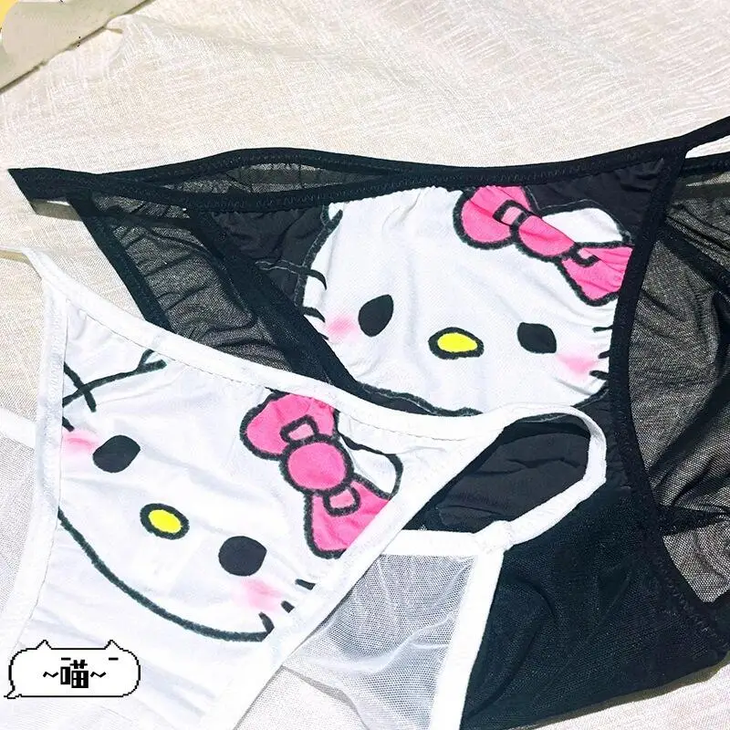 Y2K Panties Anime Hello Kitty Girls Sexy Thong Kawaii Cartoon Women Japanese Style Ice Silk Girls Student Cute comfort Briefs