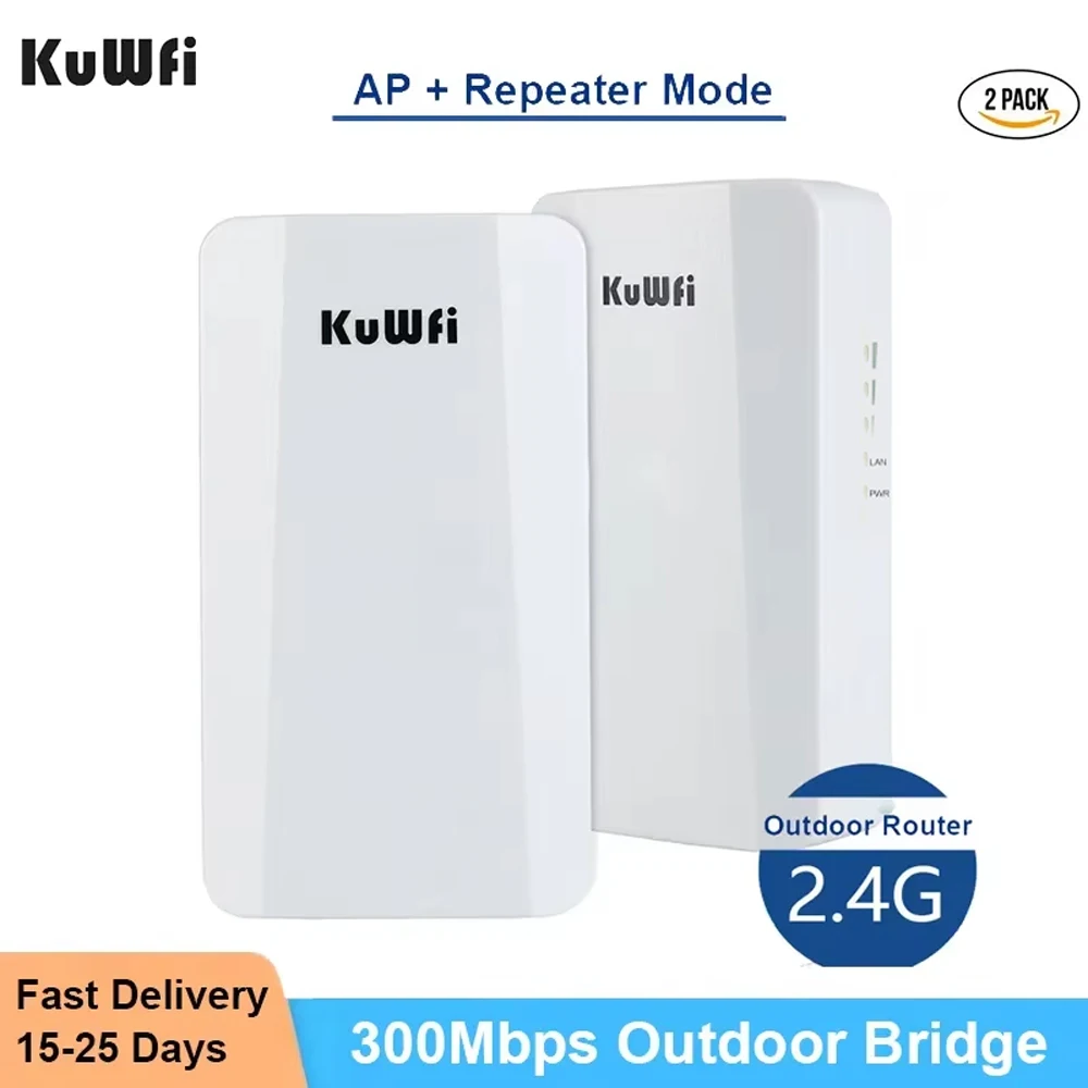 KuWFi Outdoor Wifi Router 300Mbps Wireless Bridge 1KM Long Range 2.4G Wifi Repeater Extender Wi-Fi Signal Amplifier Access Point