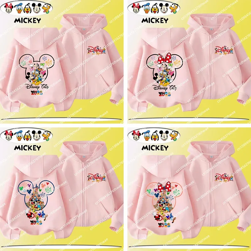 

2025 Digital New Style Children's Zippered Hooded Shirt - Disney Boys and Girls Cute Casual Shirt for Sports - Cartoon Print