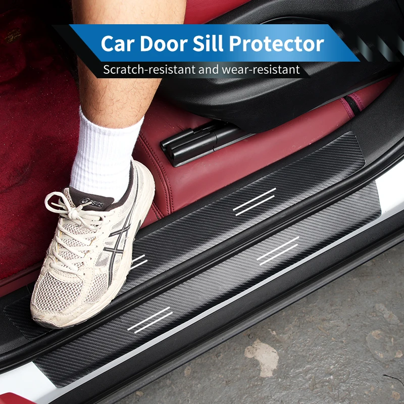 4PCS Car Door Sill Protective Films Stickers For Toyota Corolla Yaris Camry Prius RAV4 CHR Hilux Aygo Avensis Key Accessories