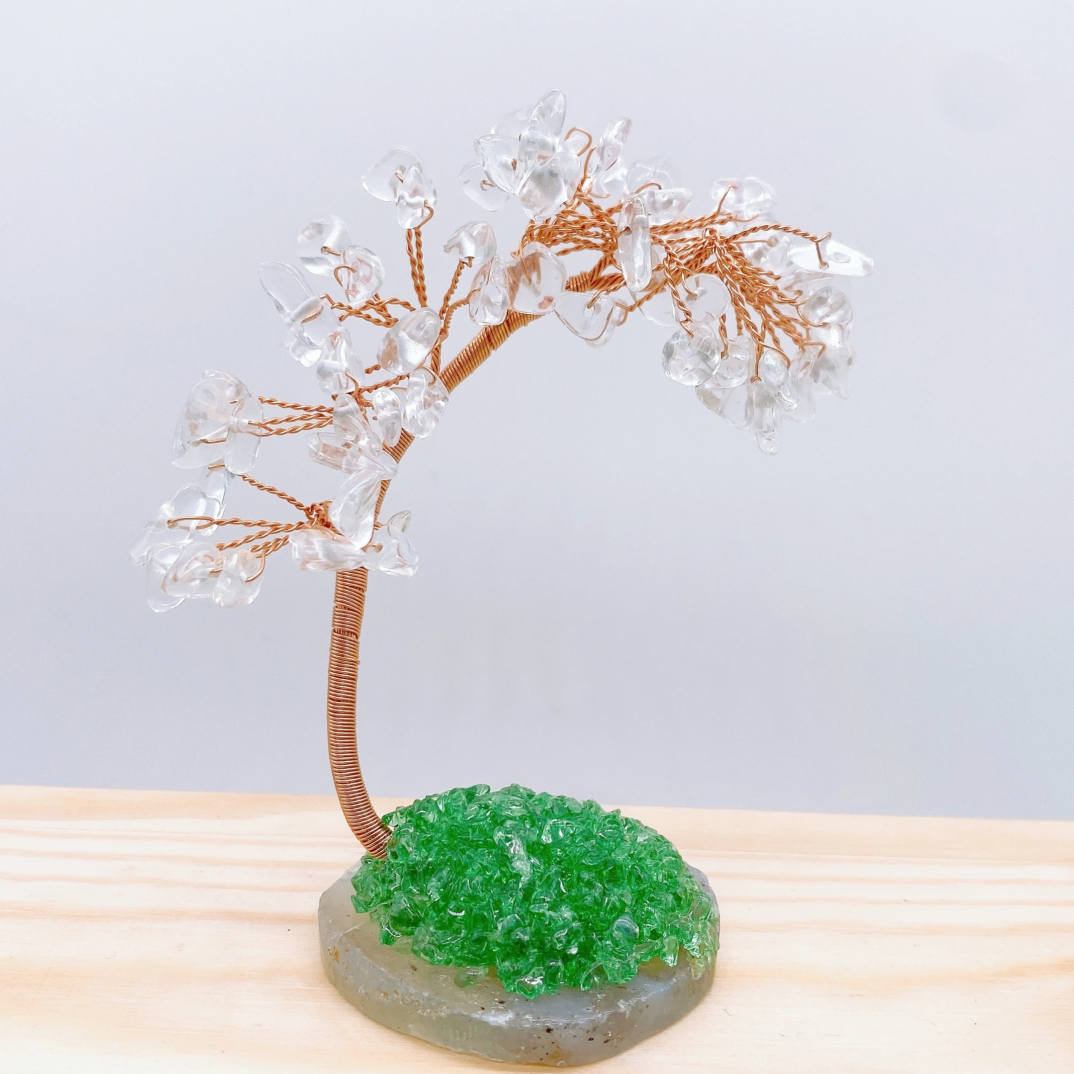 Natural Chakra Gravel Tree Specimen Crystal Quartz Stone Agate Base Lucky Tree Crafts Home Decoration DIY Gift Souvenir