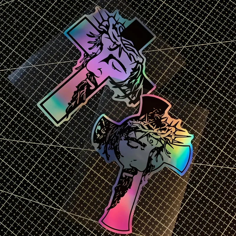 

Weatherproof for Car Truck SUV Laptop Motorcycle Jesus Cross Sticker Vibrant