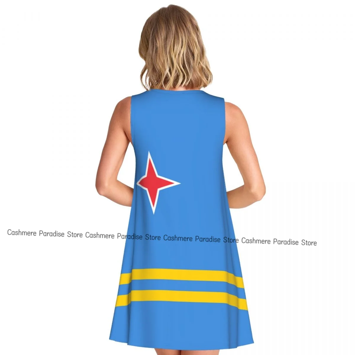 فستان نسائي علم أروبا صيفي كاجوال فساتين تي شيرت لتغطية الشاطئ فستان بدون أكمام #2