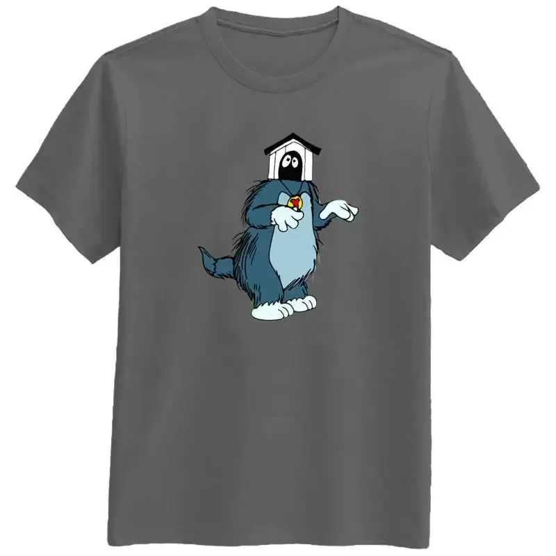 

Mighty Man Dog House Cartoon Graphic T-Shirt Men's Round Neck Cotton Tee