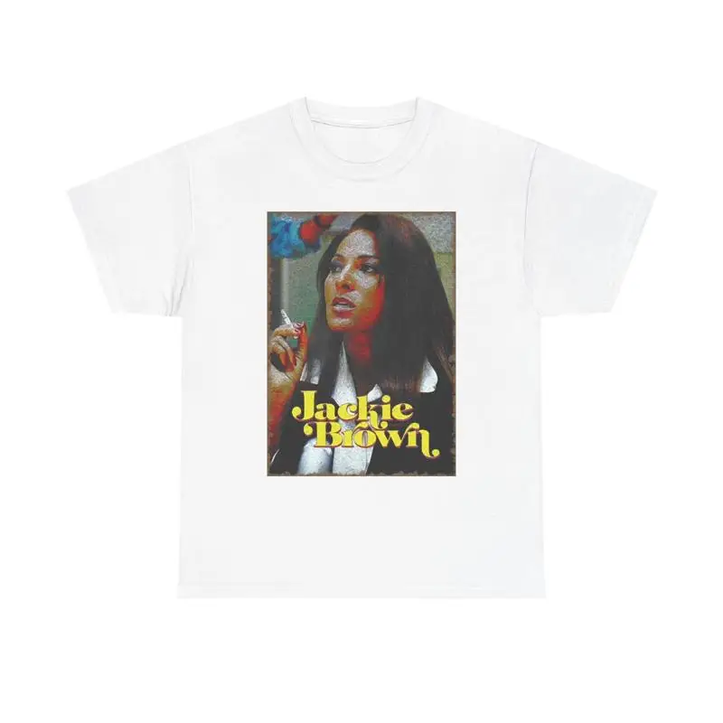 جاكي براون تي شيرت خمر ملصق ريترو القطن الثقيل #1