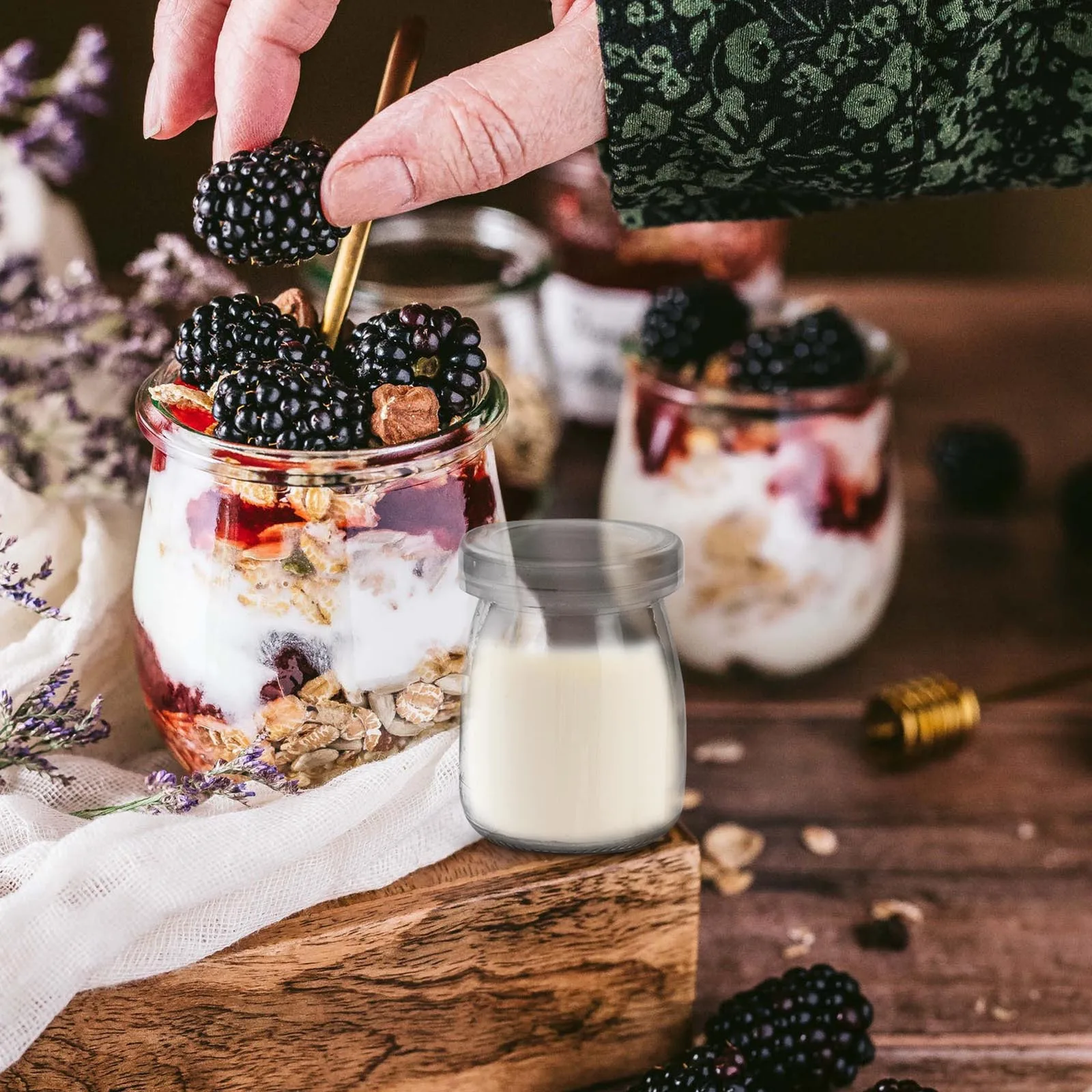 

20Pcs Glass Pudding Bottles Set Cute Small Dessert Cups for Yogurt Jelly Jam Mousse Storage Food Grade Sealed Lids