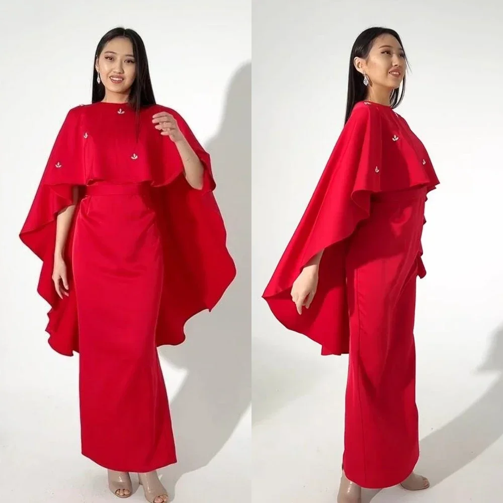 

Customized Prom Dress Saudi Arabia Classic Modern Style Formal Evening High Collar A-line Beading Satin Bespoke Occasion Dresses