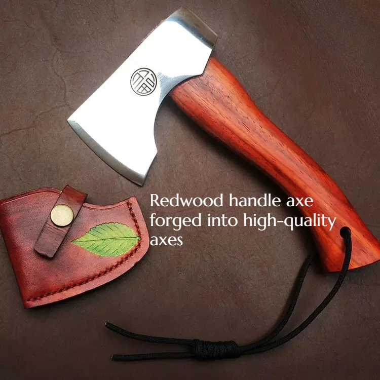 High-quality Forged Pear-shaped Wooden-handled Axe Portable Outdoor Household Firewood Chopping Emergency Tool