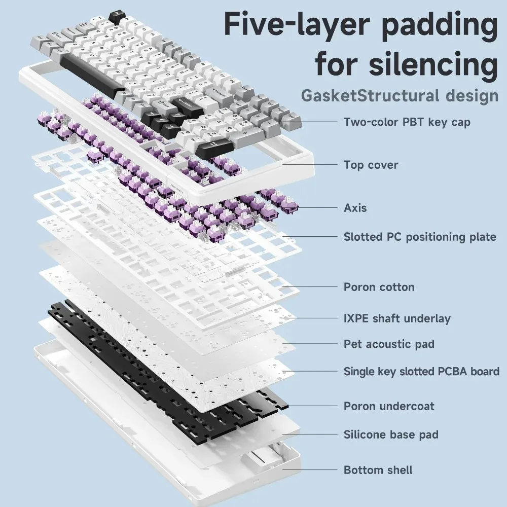 Aula F99 Pro Gaming Keyboard Wireless Mechanical Keyboard Bluetooth 5.0/Wired RGB PBT Keycaps Hot Swap Gasket Gaming Accessories