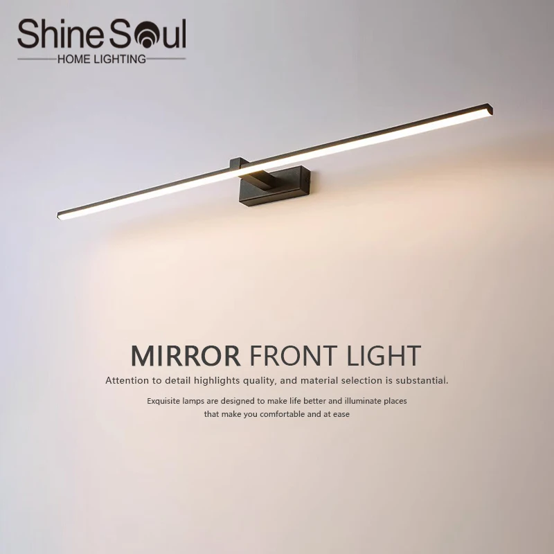 Modern LED Mirror-front Lamp Bathroom Wall Lamp Aluminum Simple Bar Shape White Black Bathroom Home Lighting