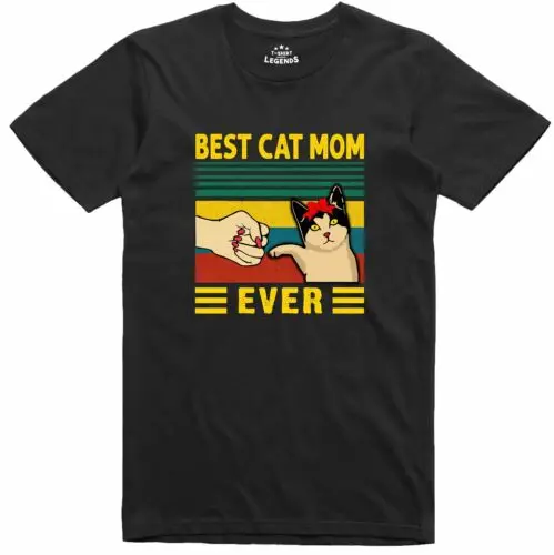 Mejor Gato Mamá Camiseta Divertida Corte Normal Camiseta Algodón