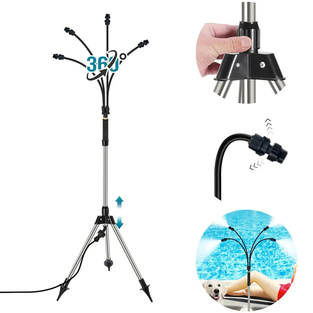 

Portable Standing Misters For Outside Patio 360° Adjustable Height Stand Misting System For Cooling Outdoor Portable Stand