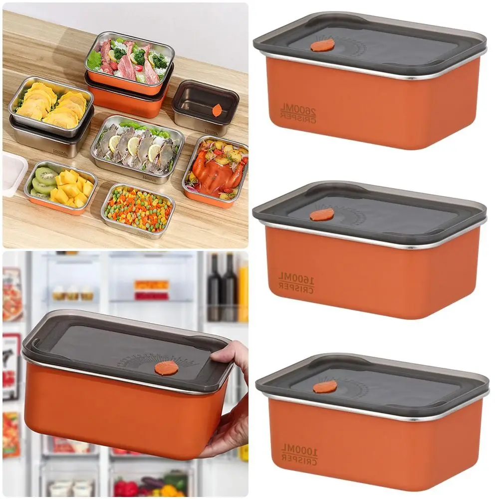 Plastic Sealed Storage Box Sealed Rectangular 304 Stainless steel Trasparent Crisper Stackable with Lid Fresh-Keeping Box
