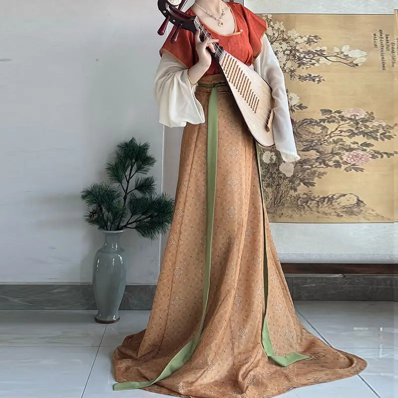 

Original Tang Dynasty Hanfu Set - Women's Round-collar Beizi High-waist Eight-panel SkirtBreathable Traditional Chinese Clothing