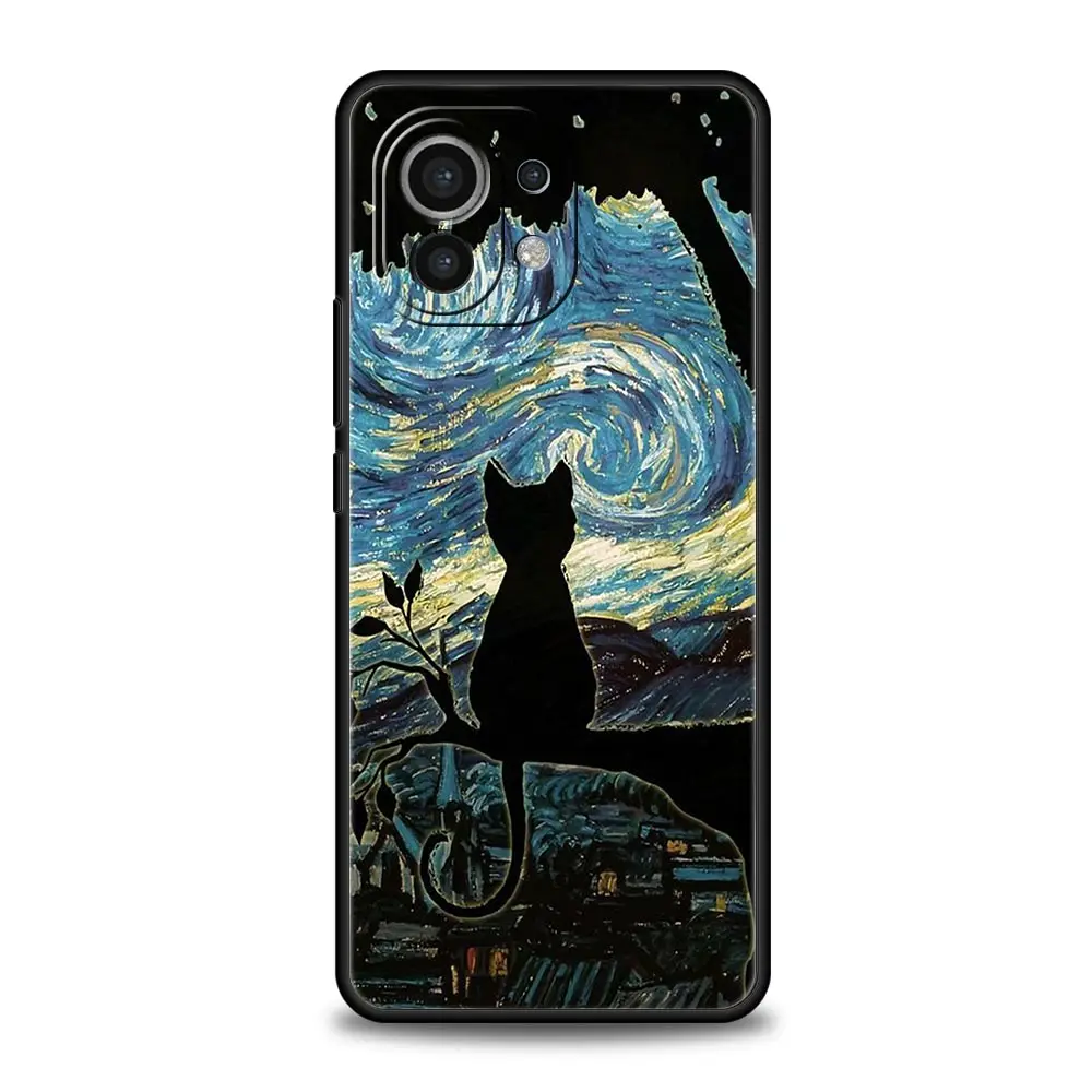 Black Cat Cartoon Cute Phone Case For Xiaomi 14 13T 12T Pro 12 13 11 Ultra Mi Note 10 Lite 10T 5G 11X Pro 11T 11i 9T Soft Cover